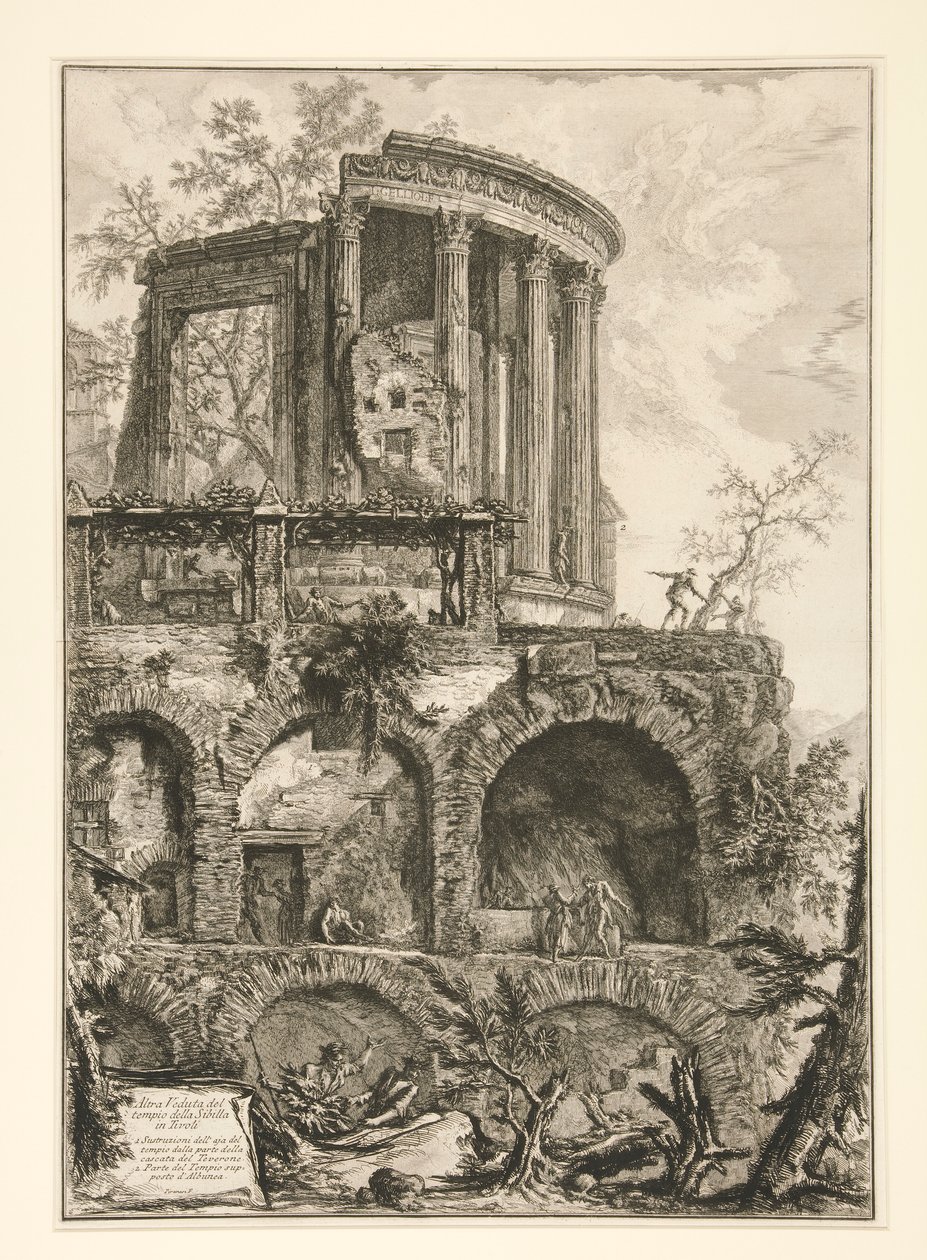 Otra vista del templo de la Sibila en Tivoli, de Vedute di Roma de Giovanni Battista Piranesi