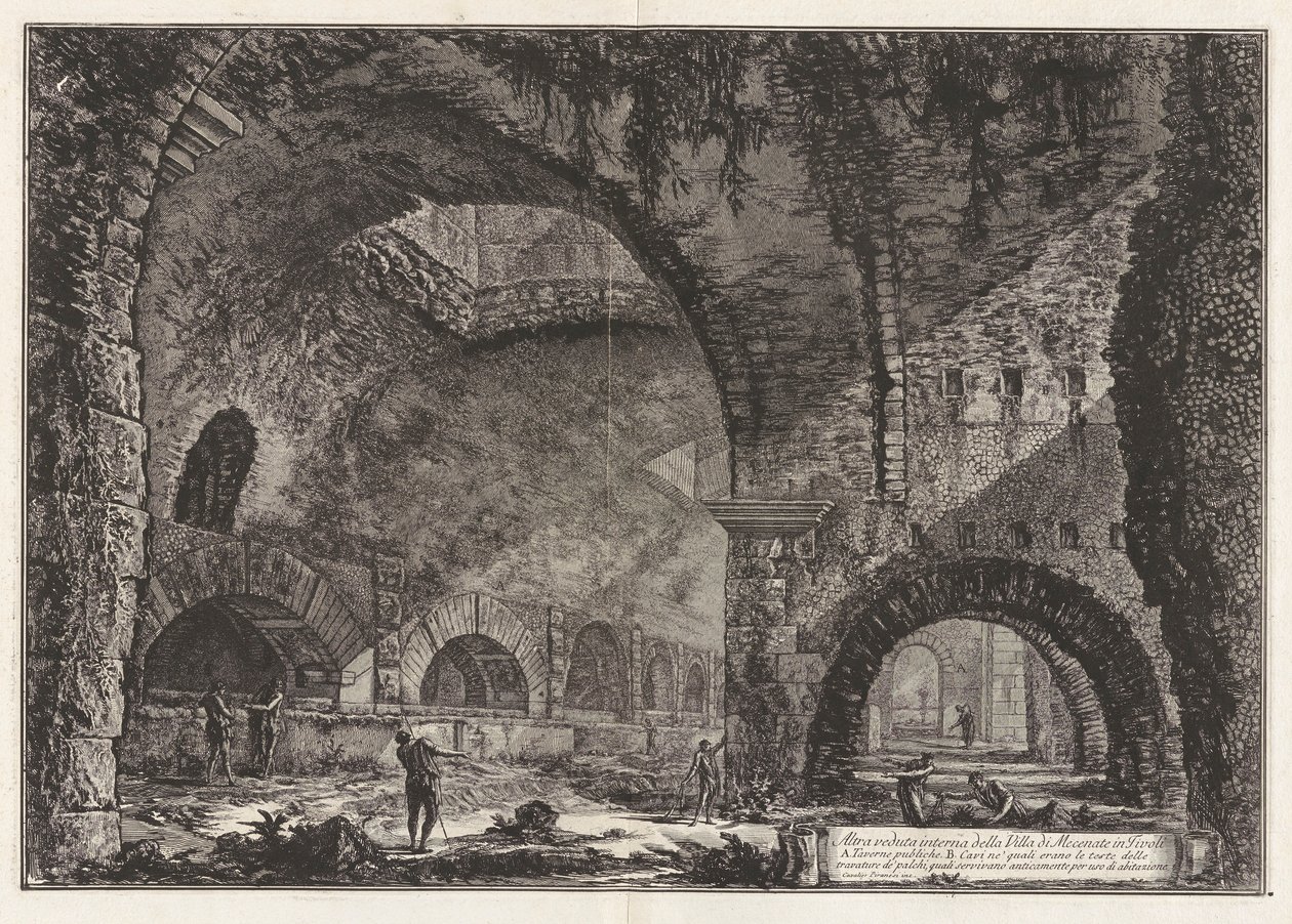 Otra vista de la Villa de Mecenas en Tivoli, de Vedute di Roma (Vistas de Roma) de Giovanni Battista Piranesi
