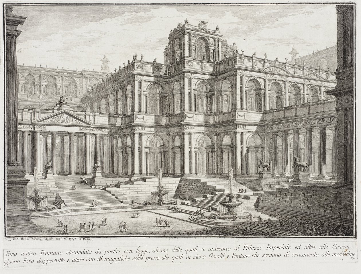 Foro antiguo rodeado de pórticos de Giovanni Battista Piranesi