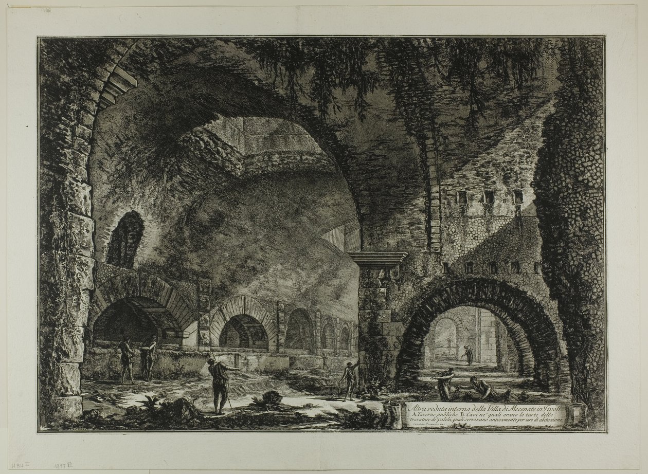 Otra vista interior de la Villa de Mecenas, Tívoli, de Vistas de Roma de Giovanni Battista Piranesi