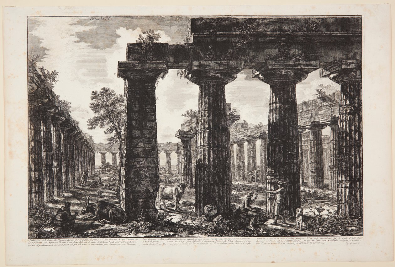 Otra vista de la fachada del pronaos dibujada y descrita en la lámina V [...] de Giovanni Battista Piranesi