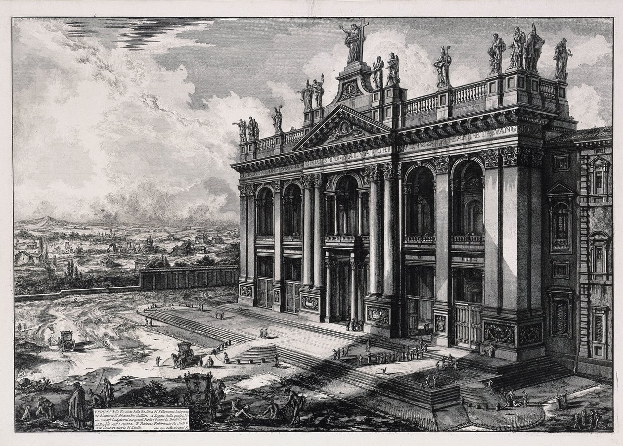 Vista de la fachada de la basílica de San Juan de Letrán (de: Vedute di Roma) de Giovanni Battista Piranesi