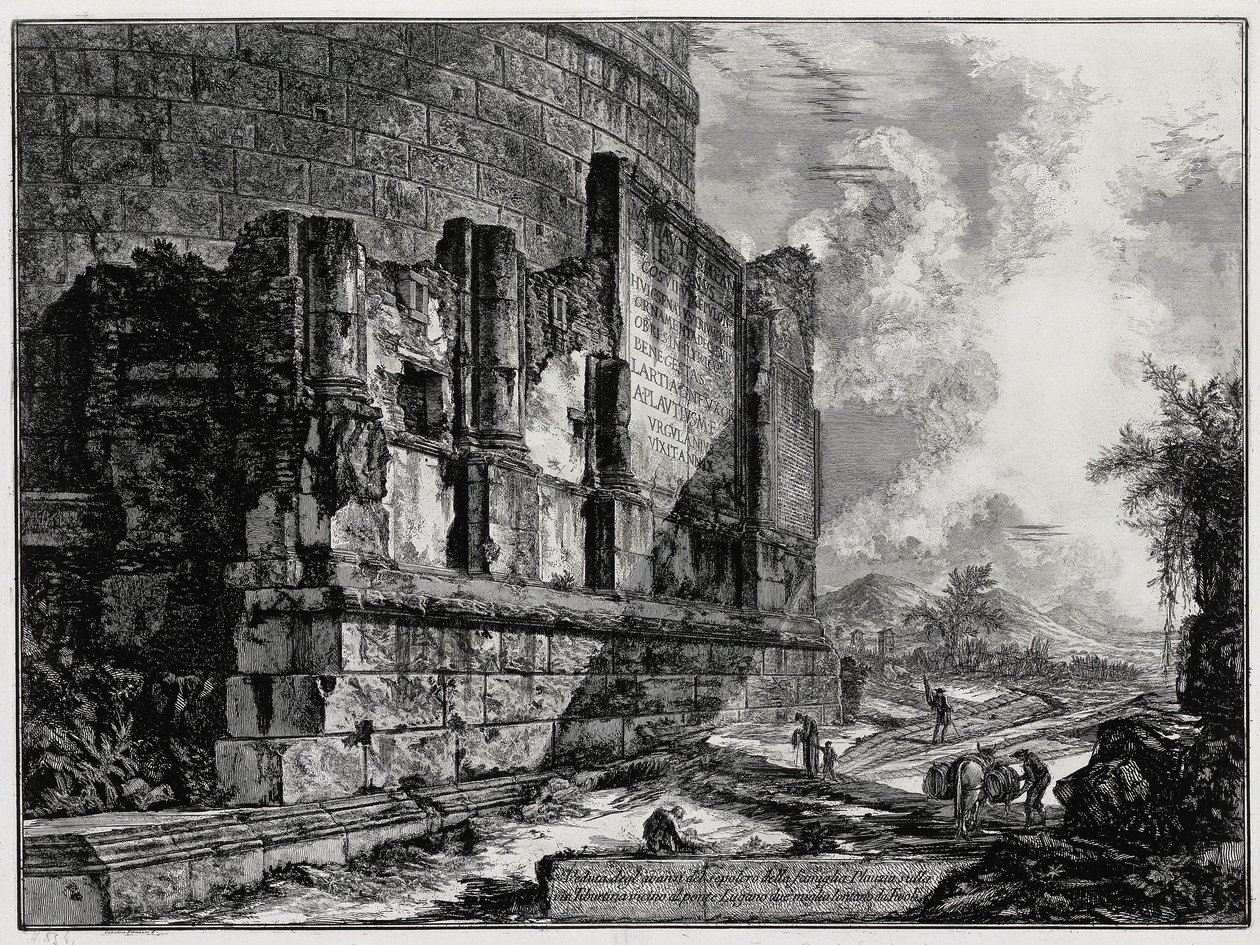 Vista de los restos de la tumba de los Plautii cerca de Tívoli (de: Vedute di Roma) de Giovanni Battista Piranesi