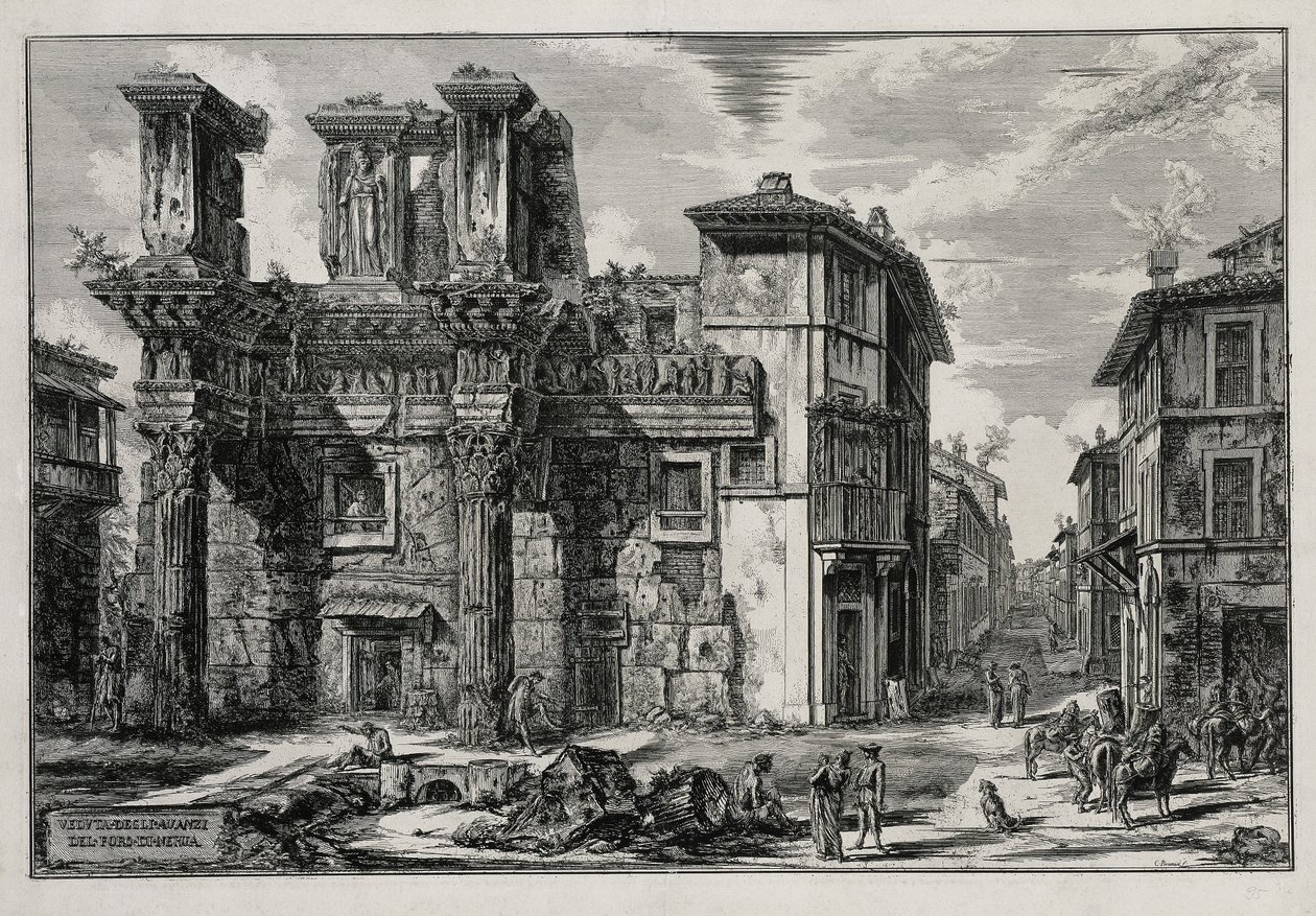 Vista de los restos del Foro de Nerva en Roma (de: Vedute di Roma) de Giovanni Battista Piranesi