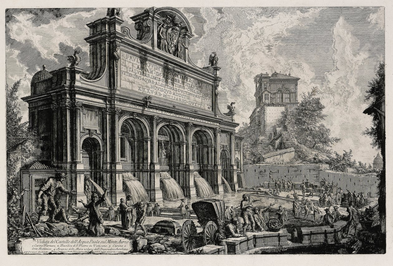 Vista de la fuente Acqua Paola en el Gianicolo (de: Vedute di Roma) de Giovanni Battista Piranesi