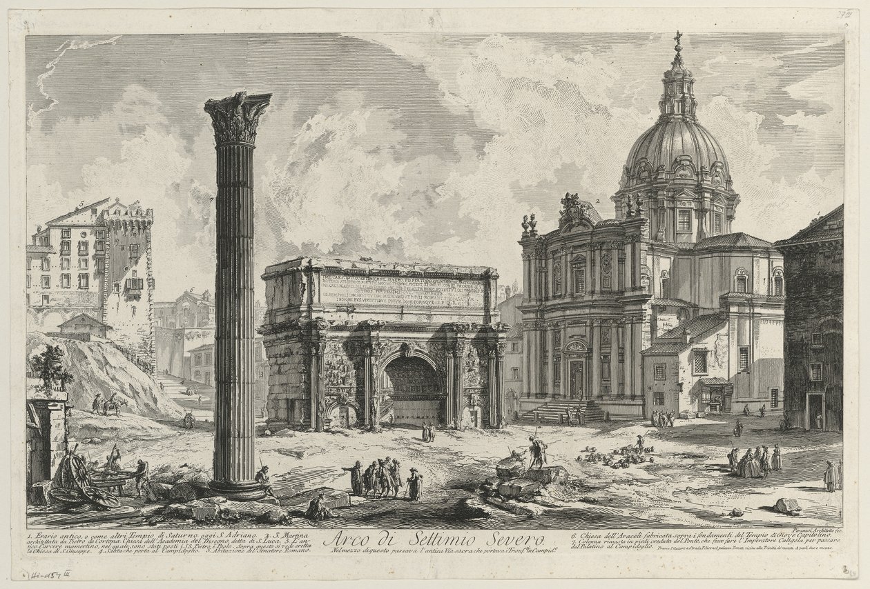 Vista del arco de Septimio Severo de Giovanni Battista Piranesi