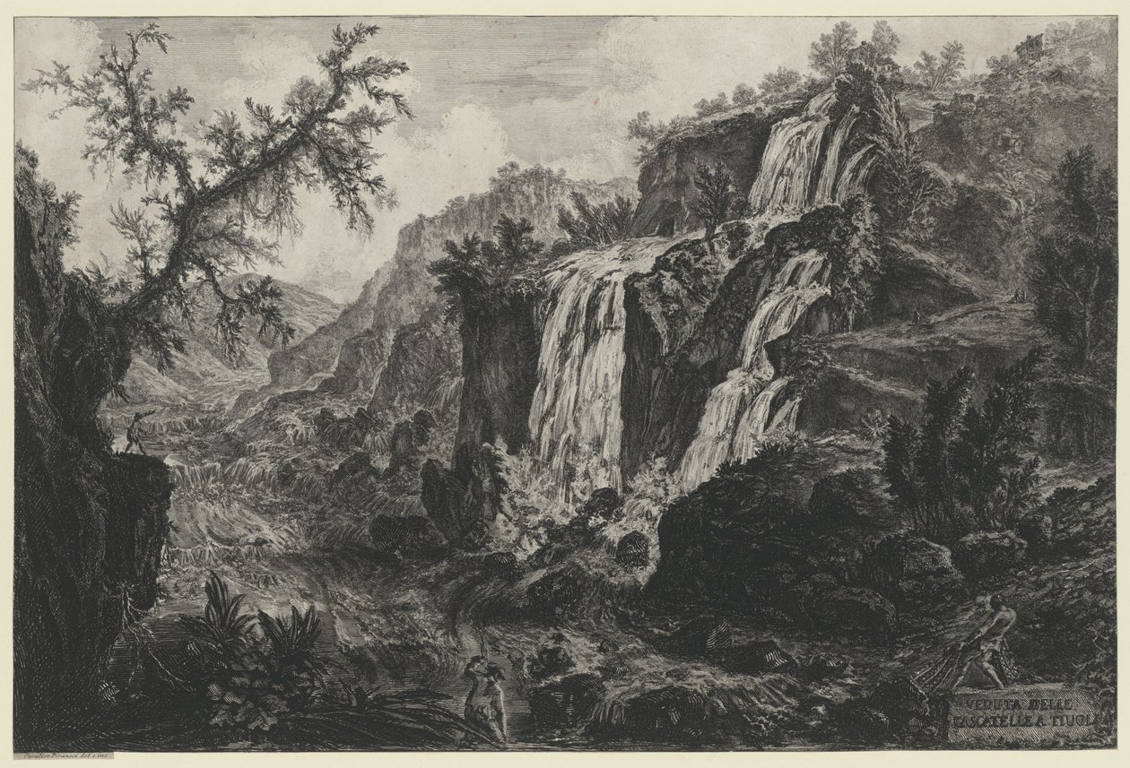 Vista de la cascada de Tívoli de Giovanni Battista Piranesi