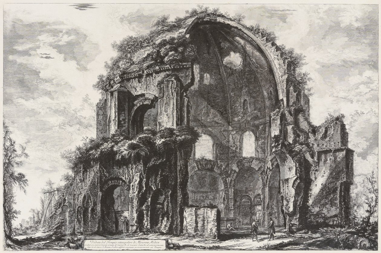 Vista del templo octogonal de Minerva Medica (ninfeo) de Giovanni Battista Piranesi