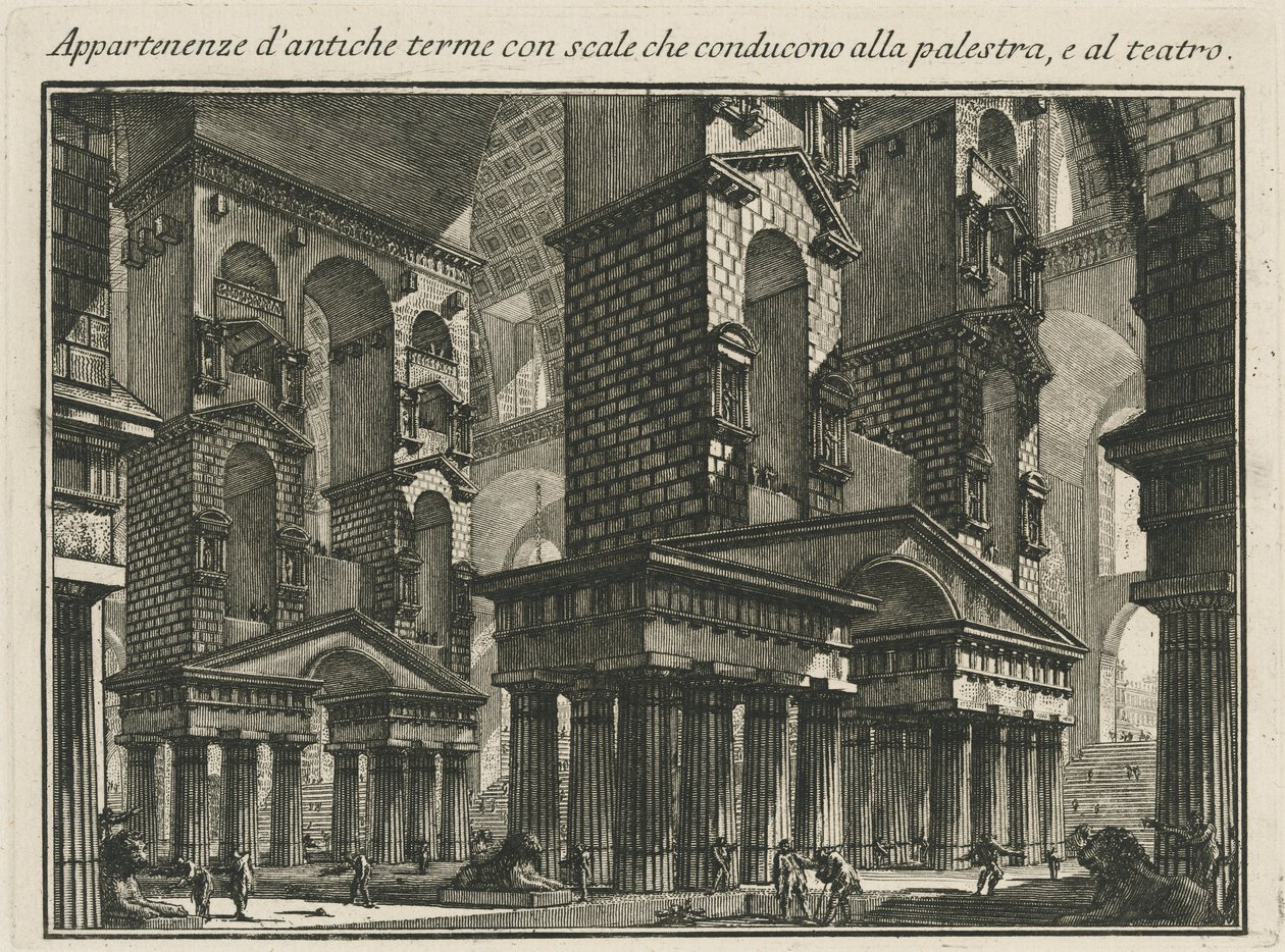 Dependencias de Antiguos Baños con Escaleras que Conducen al Gimnasio y al Teatro de Giovanni Battista Piranesi