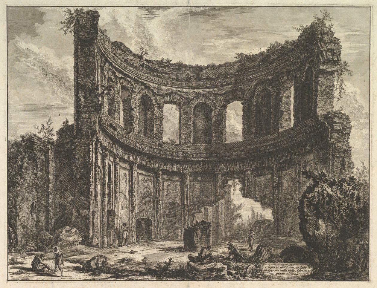 Restos del llamado Templo de Apolo en la Villa Adriana cerca de Tívoli (Villa Adriana. Restos del palacio menor [anteriormente llamado Templo de Apolo]) de Giovanni Battista Piranesi