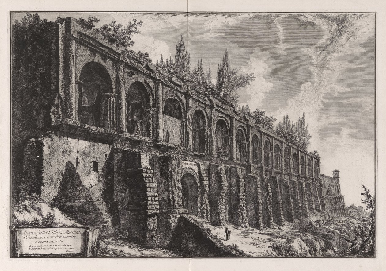 Restos de la villa de Mecenas en Tívoli ... de Vedute di Roma de Giovanni Battista Piranesi