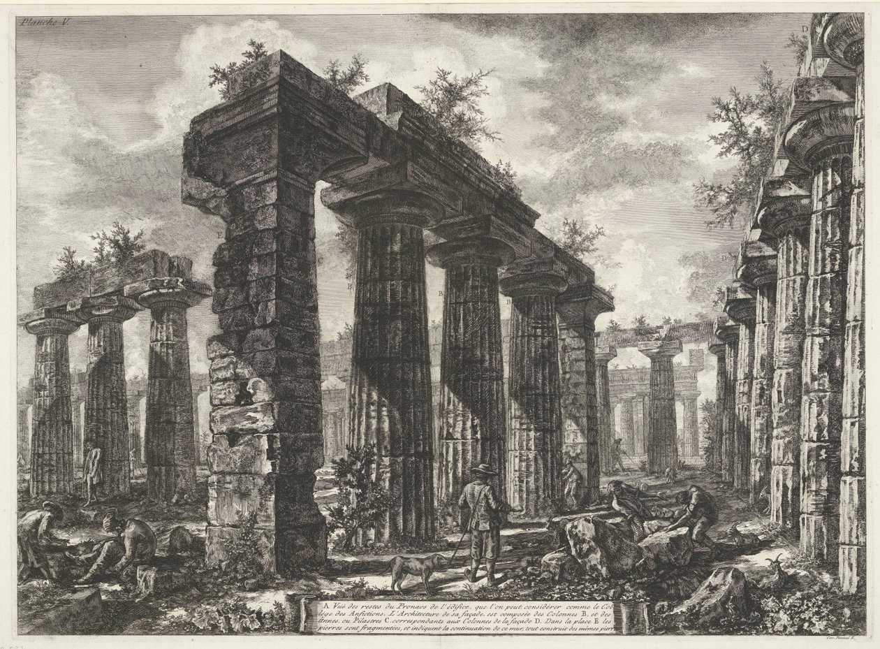 Basílica de Paestum en Paestum Diferentes vistas de los restos de tres grandes edificios que siguen en pie en Paestum (título de la serie) Différentes vues de quelques restes de trois grands édifices qui subsistent encore dans l