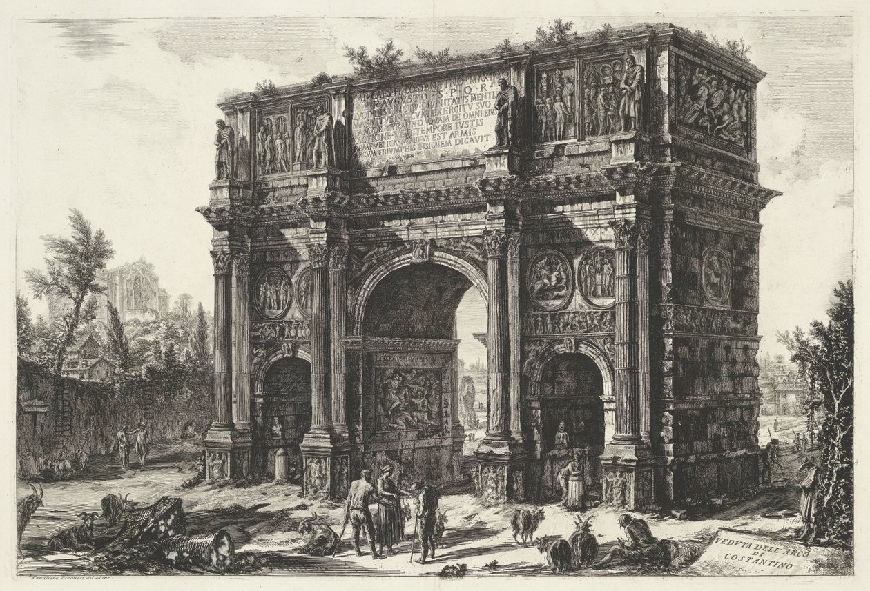 Boog van Constantijn te Roma Vista del Arco de Constantino (título sobre el objeto) Gezichten op Rome (título de la serie) Vistas de Roma diseñadas y grabadas por el arquitecto Giambattista Piranesi Ve (nez) iano (título de la serie) de Giovanni Battista Piranesi