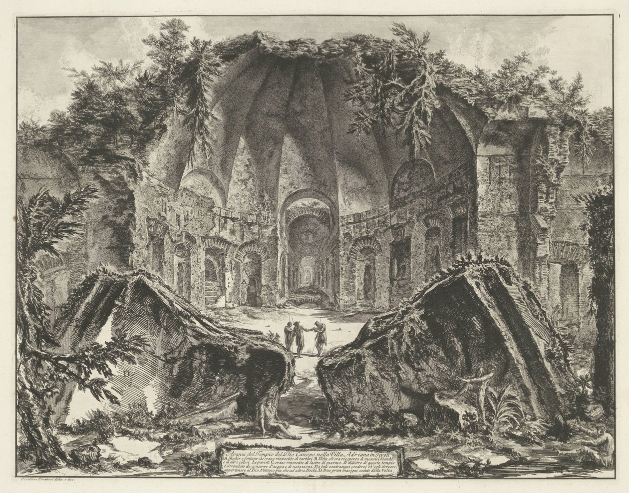 Canopus en de Villa Adriana t y Tivoli Restos del Templo del Dios Canopus en Villa Adriana en Tivoli (título sobre objeto) Gezichten op Rome (título de la serie) Vistas de Roma diseñadas y grabadas por el arquitecto Giambattista Piranesi Ve (nez) iano (tít de Giovanni Battista Piranesi