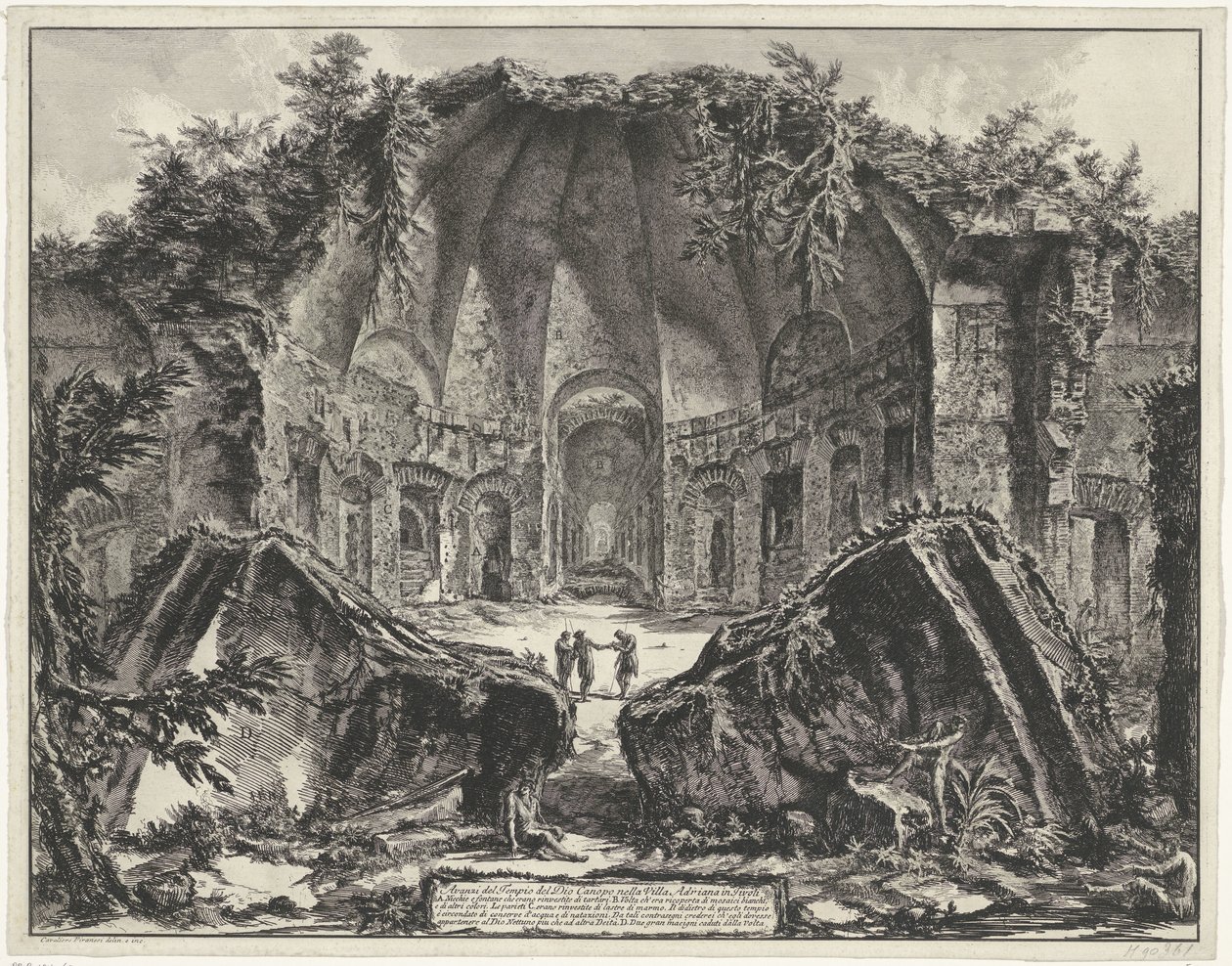 Canopus en de Villa Adriana t y Tivoli Restos del Templo del Dios Canopus en Villa Adriana en Tivoli (título sobre objeto) Gezichten op Rome (título de la serie) Vistas de Roma diseñadas y grabadas por el arquitecto Giambattista Piranesi Ve (nez) iano (tít de Giovanni Battista Piranesi