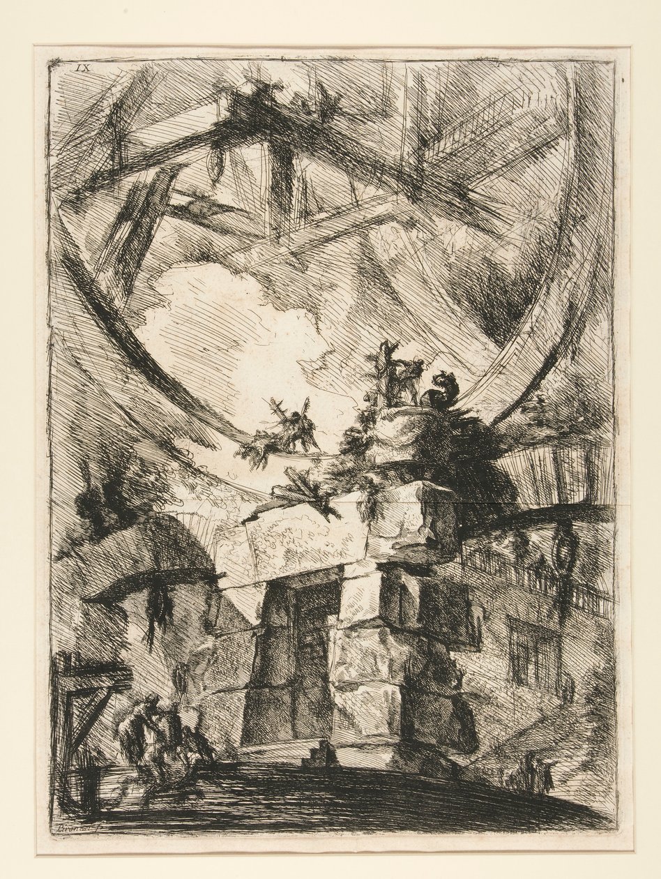 Carceri, IX: La rueda gigante de Giovanni Battista Piranesi