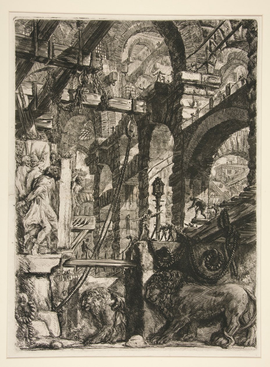 Carceri, V: Los bajorrelieves del león de Giovanni Battista Piranesi