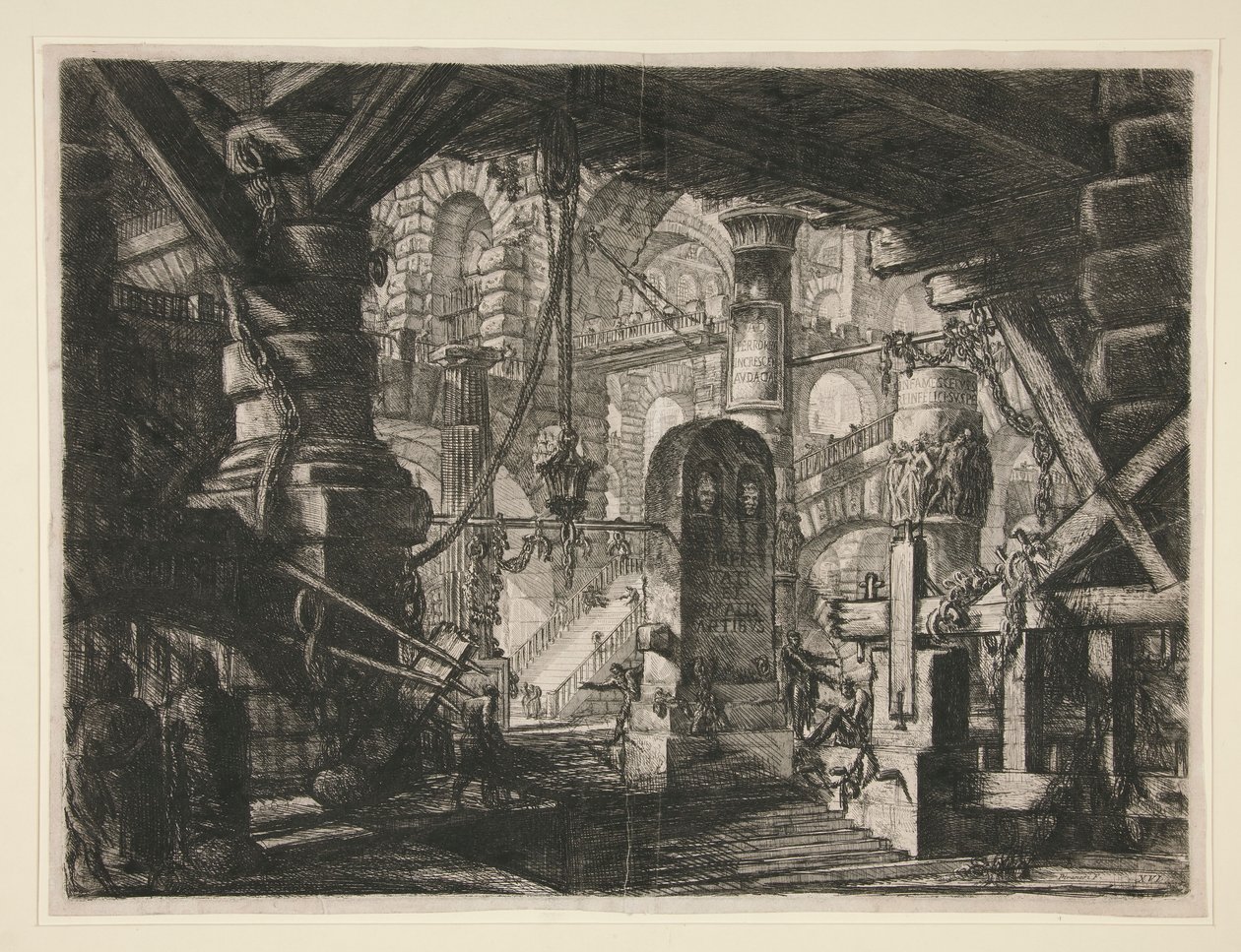 Carceri, XVI: El muelle con cadenas de Giovanni Battista Piranesi