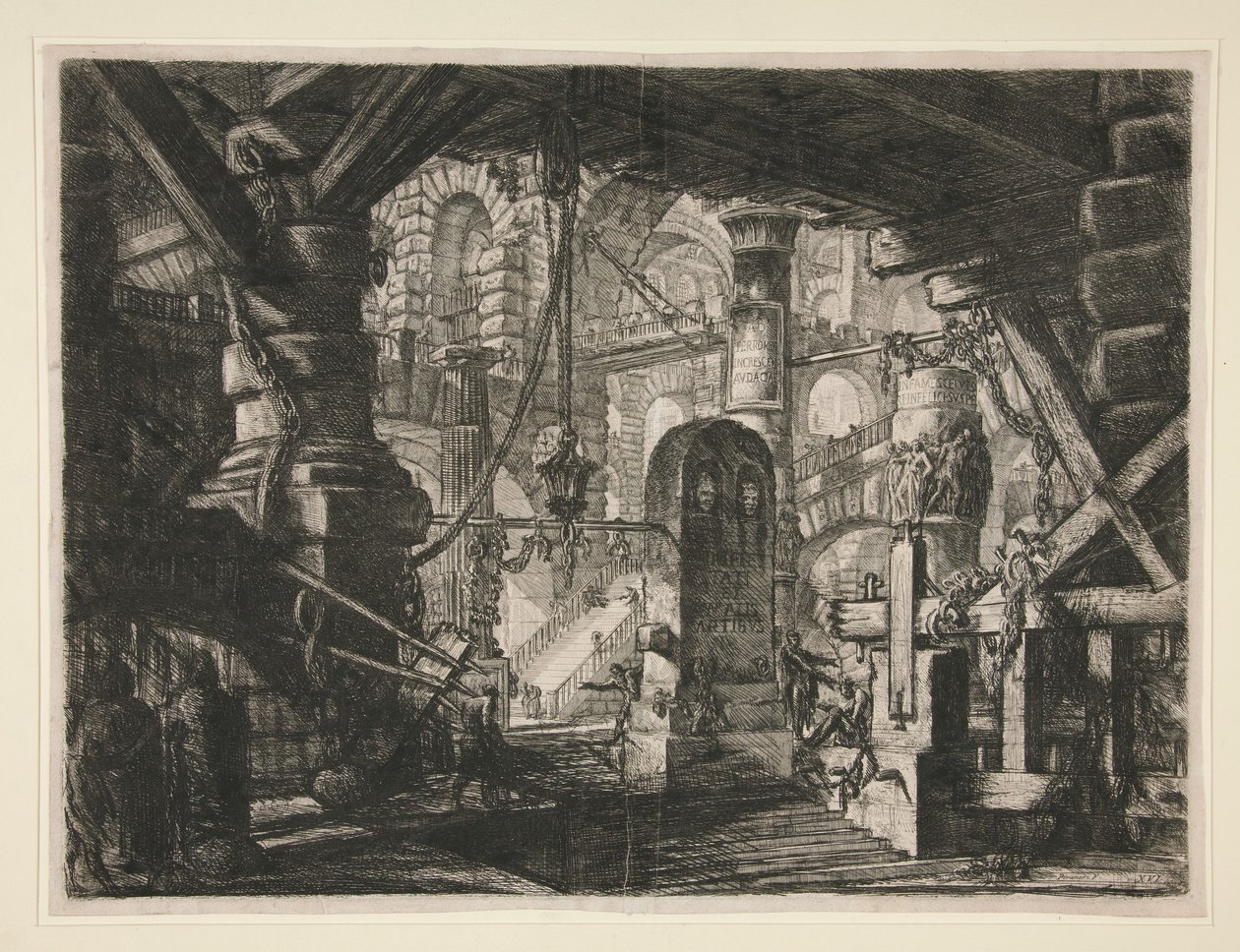 Carceri, XVI: El muelle con cadenas de Giovanni Battista Piranesi