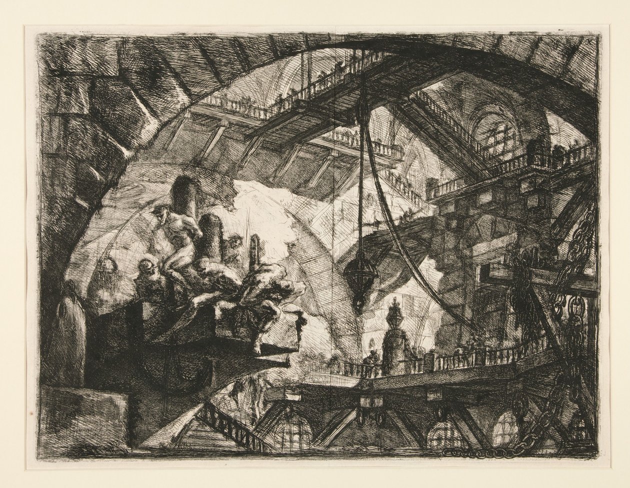 Carceri, X: Prisioneros en una plataforma saliente de Giovanni Battista Piranesi