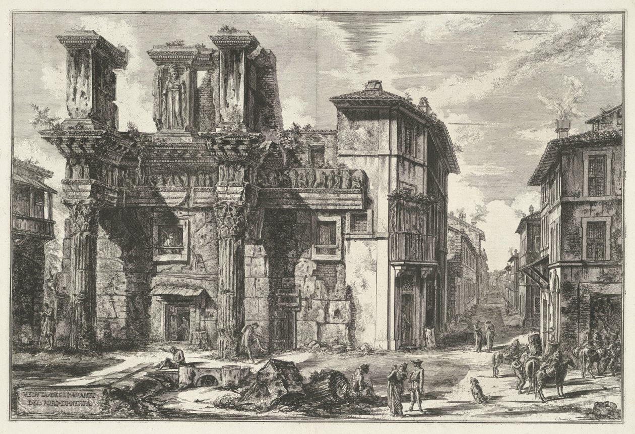 Foro de Nerva te Roma Vista de los restos del Foro de Nerva (título sobre objeto) Gezichten op Rome (título de la serie) Vistas de Roma diseñadas y grabadas por el arquitecto Giambattista Piranesi Ve (nez) iano (título de la serie) de Giovanni Battista Piranesi
