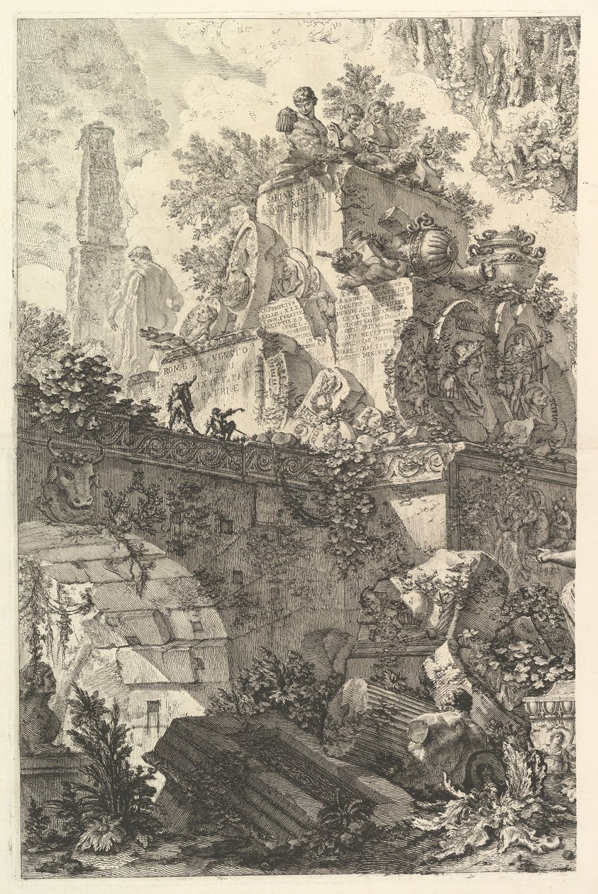 Frontispicio, con estatua de Minerva de Giovanni Battista Piranesi
