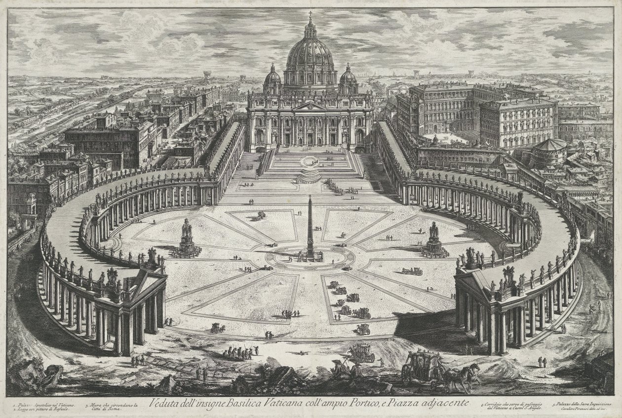 Vista de la Plaza de San Pedro con la Basílica de San Pedro en la Ciudad del Vaticano Veduta dell