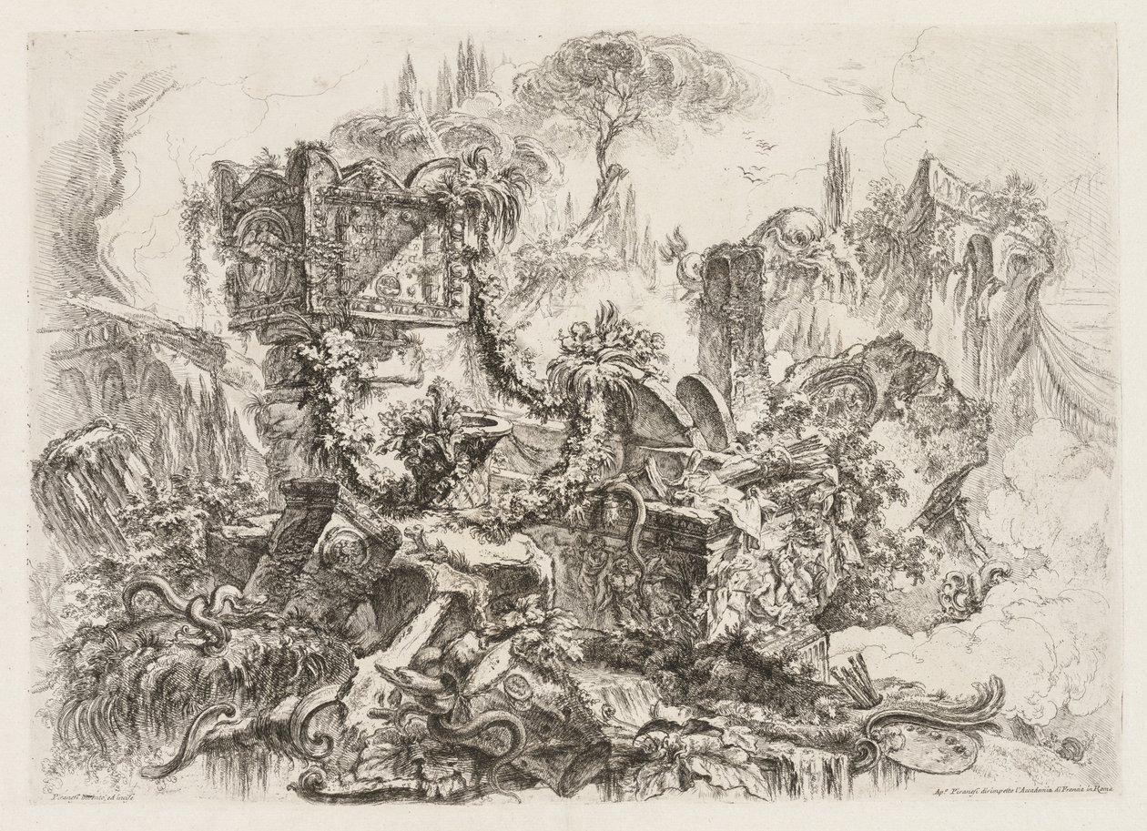 Groteschi: Ruinas con serpientes de Giovanni Battista Piranesi