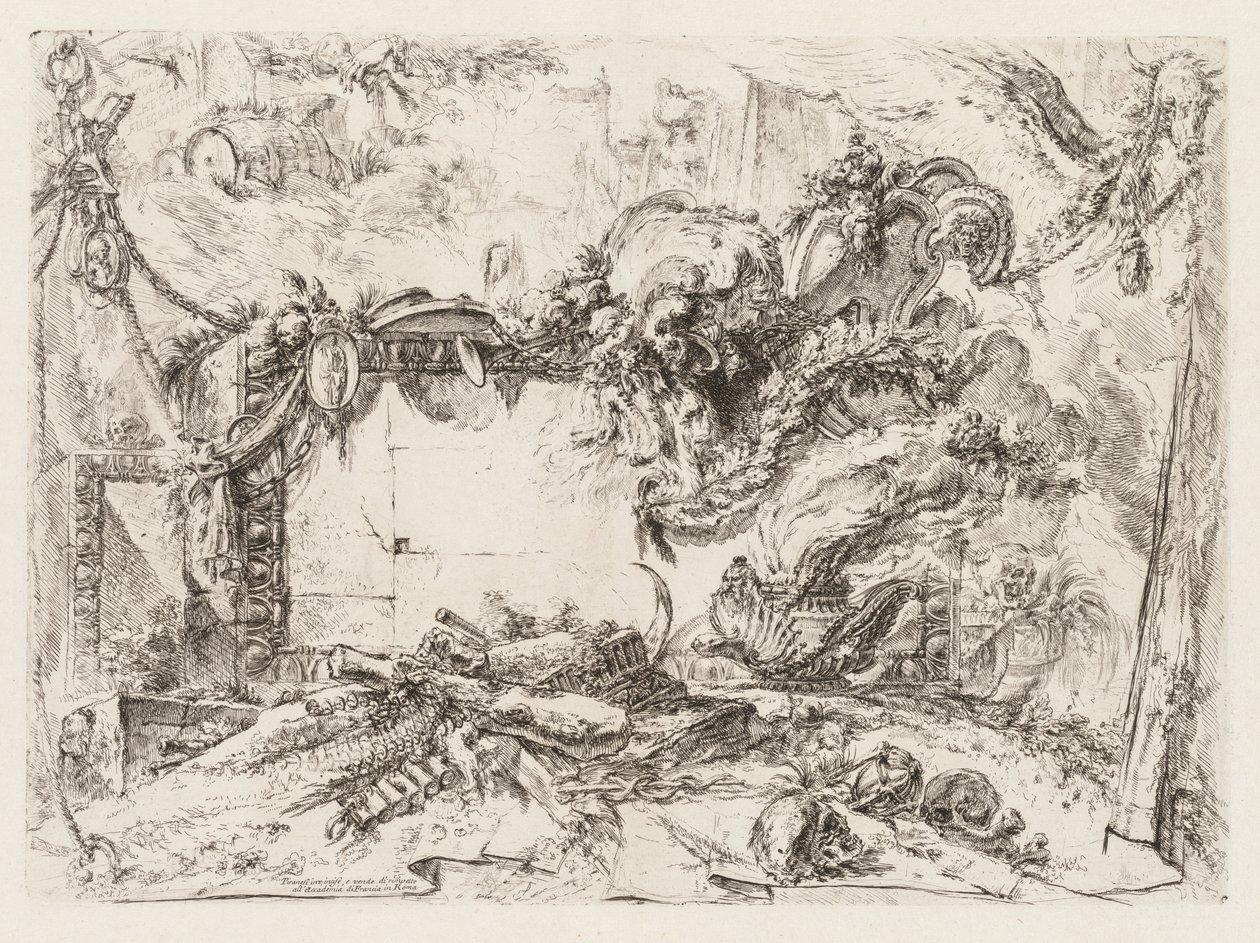 Groteschi:  Ruins with Skulls and a Smoking Vase de Giovanni-Battista Piranesi