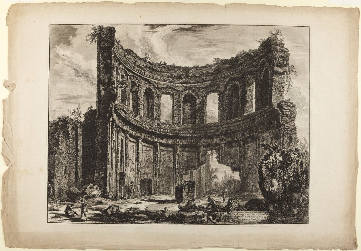 Villa de Adriano. Restos del palacio menor, antes llamado templo de Apolo (de la serie Vedute di Roma, 1768) de Giovanni Battista Piranesi