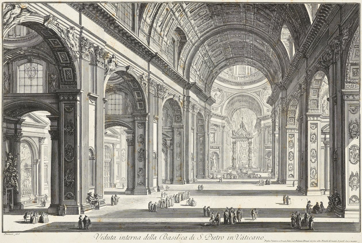 Vista interior de la basílica de San Pedro en el Vaticano de Giovanni Battista Piranesi