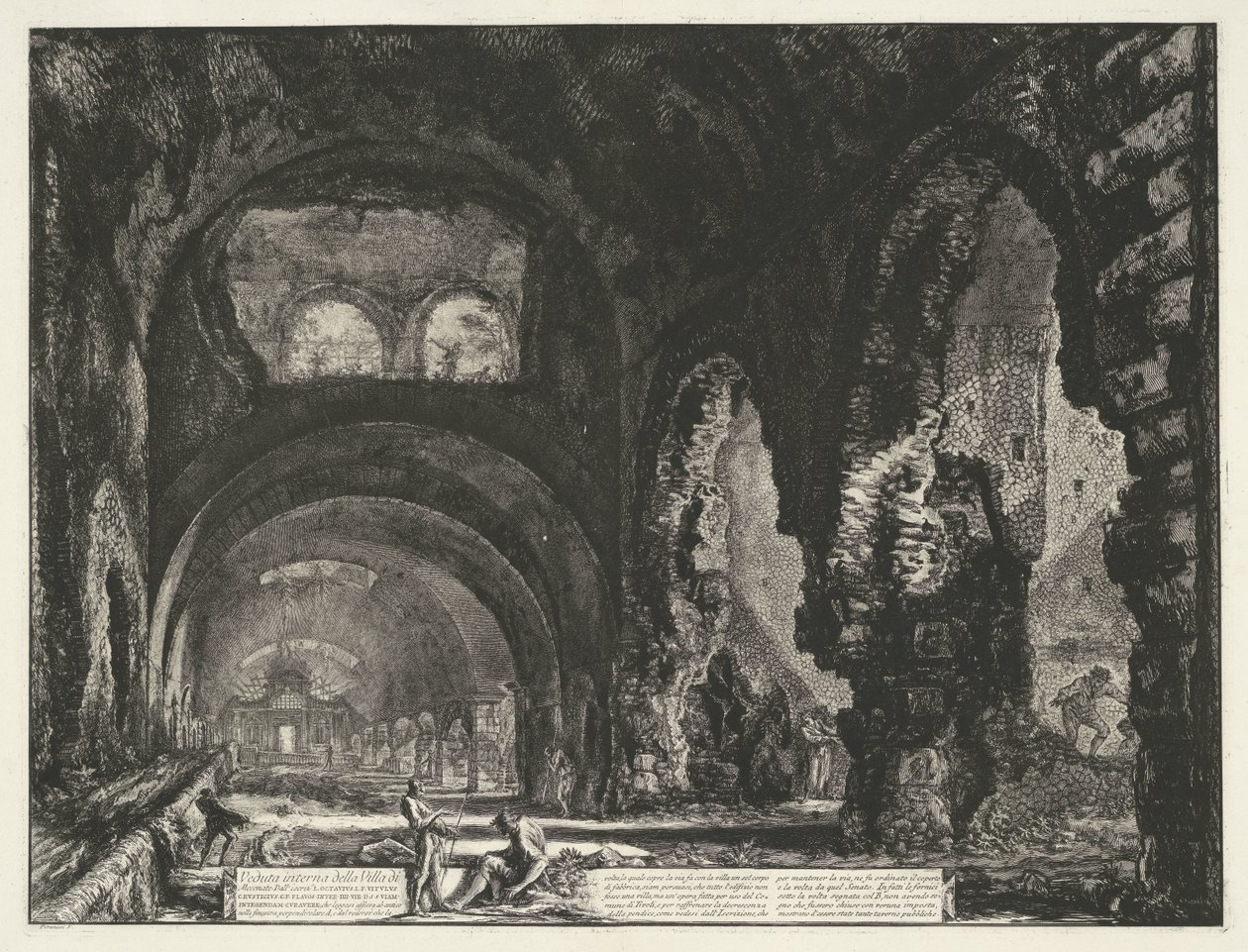 Interieur van de Tempel van Hercules Victor t y Tivoli Vista interior de la Villa di Mecenate (título sobre objeto) Gezichten op Rome (título de la serie) Vistas de Roma diseñadas y grabadas por el arquitecto Giambattista Piranesi Ve (nez) iano (título de  de Giovanni Battista Piranesi