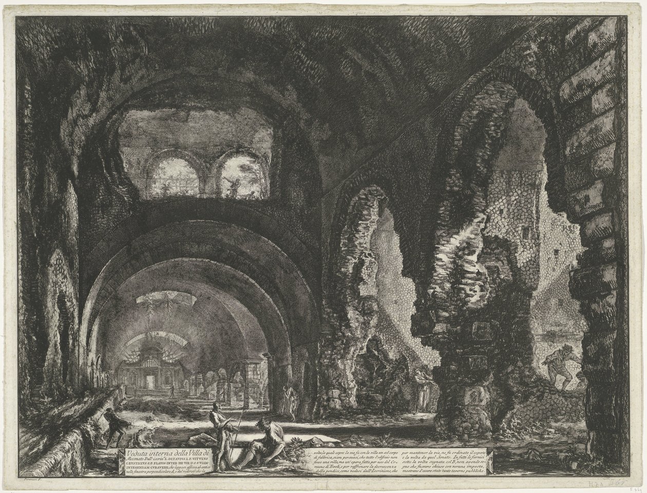 Interieur van de Tempel van Hercules Victor t y Tivoli Vista interior de la Villa di Mecenate (título sobre objeto) Gezichten op Rome (título de la serie) Vistas de Roma diseñadas y grabadas por el arquitecto Giambattista Piranesi Ve (nez) iano (título de  de Giovanni Battista Piranesi