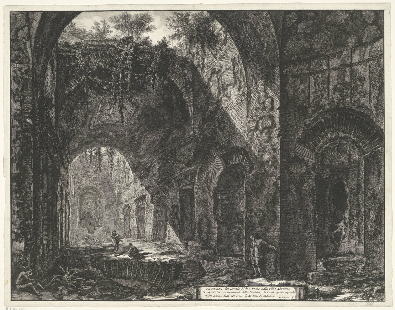 Interieur van de Tempel van de god Canopus in de Villa Adriana t y Tivoli Interior del Templo de Canopus en Villa Adriana (título sobre objeto) Gezichten op Rome (título de la serie) Vistas de Roma diseñadas y grabadas por el arquitecto Giambattista Pirane de Giovanni Battista Piranesi