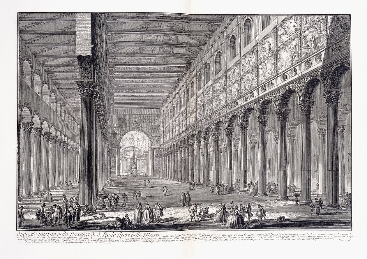 Interior de la basílica de San Pablo Extramuros de Giovanni Battista Piranesi