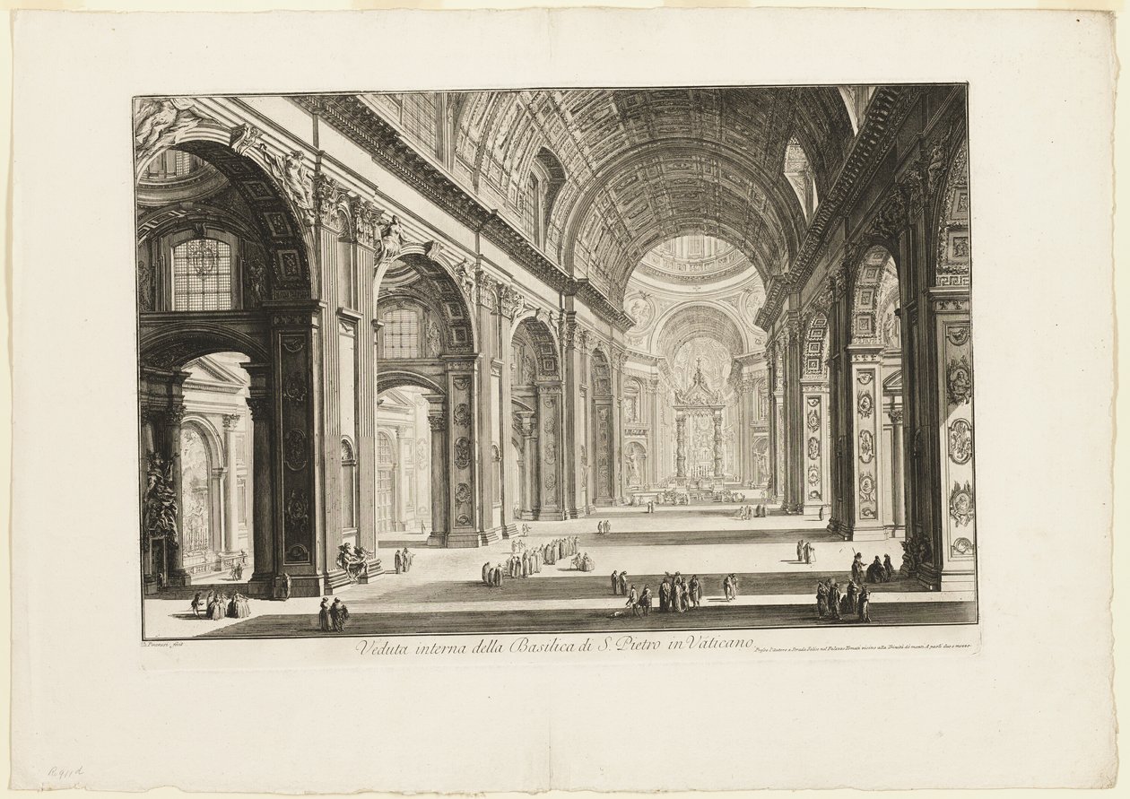 Vista interior de la Basílica de San Pedro en el Vaticano, de Vistas de Roma de Giovanni Battista Piranesi