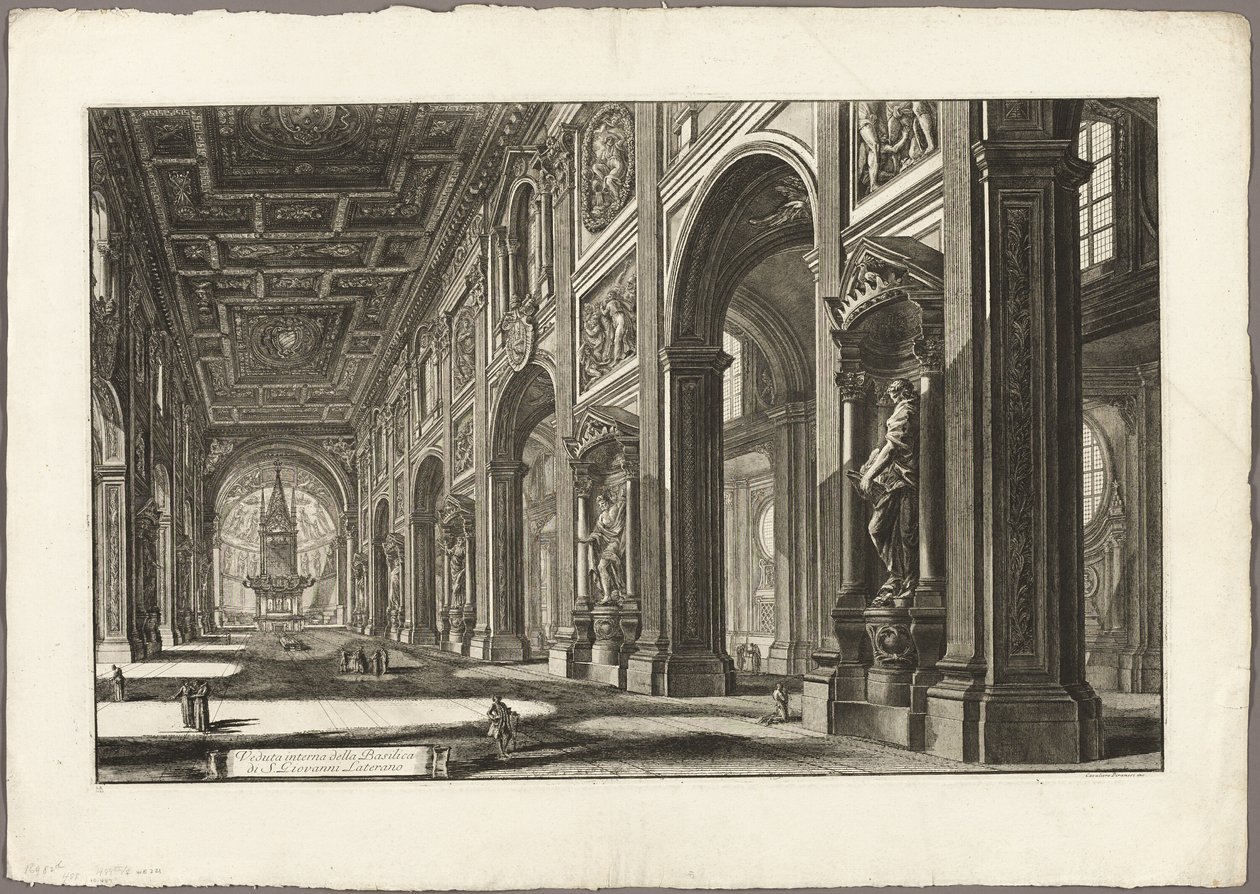 Vista interior de la Basílica de San Juan de Letrán, de Vistas de Roma de Giovanni Battista Piranesi
