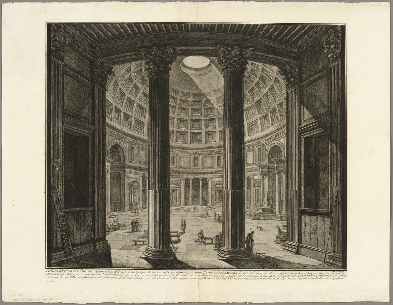Vista interior del Panteón, de Vistas de Roma de Giovanni Battista Piranesi