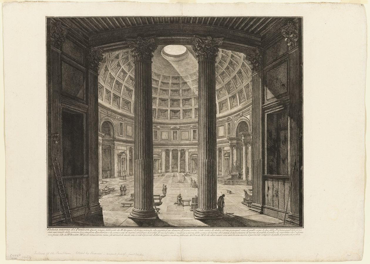 Vista interior del Panteón, de Vistas de Roma de Giovanni Battista Piranesi