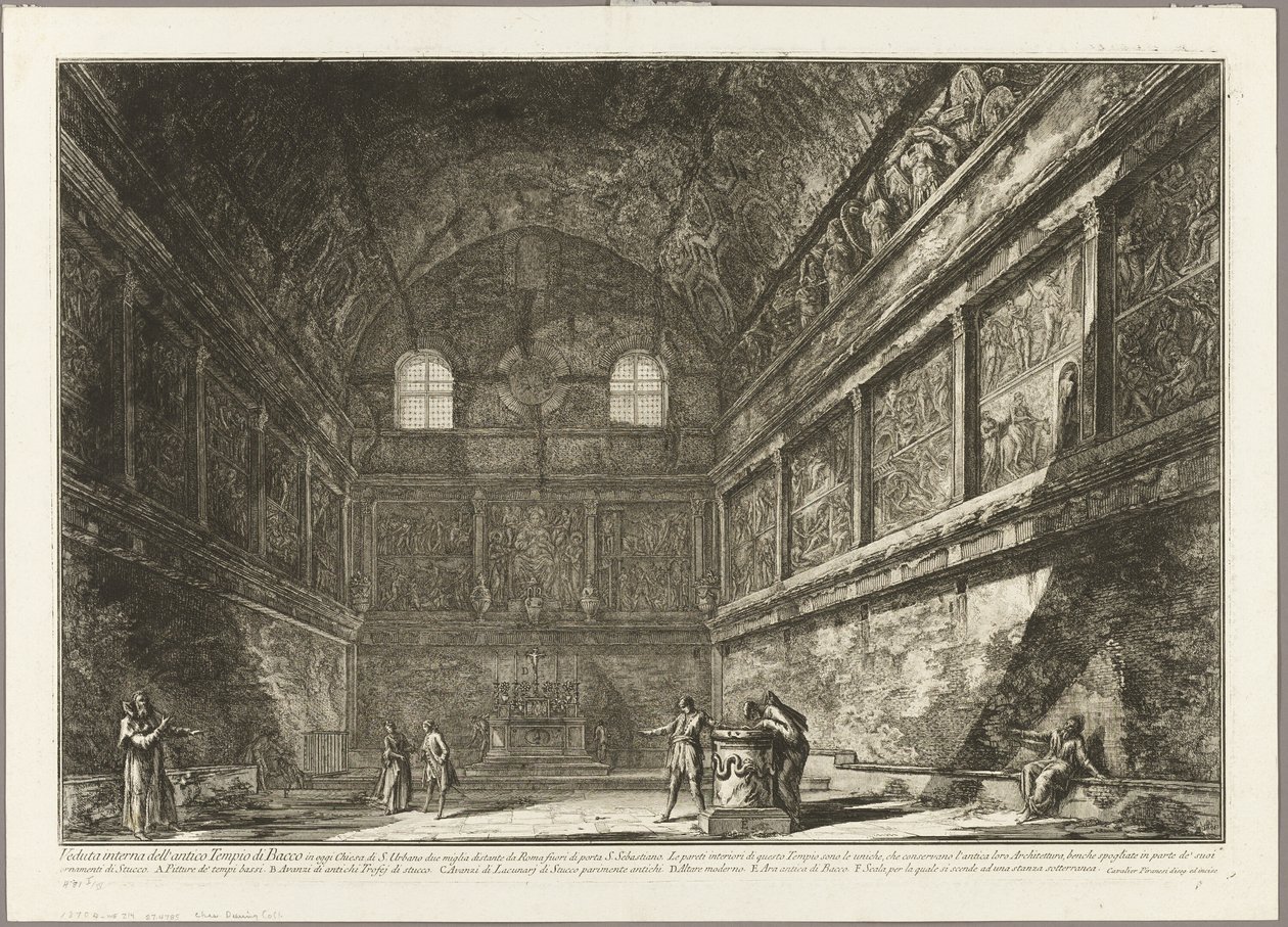 Vista interior del antiguo Templo de Baco, ahora la iglesia de S. Urbano, a dos millas de Roma, de Vistas de Roma de Giovanni Battista Piranesi