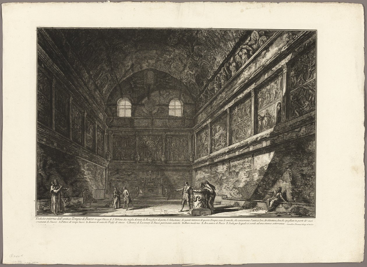 Vista interior del antiguo Templo de Baco, ahora la iglesia de S. Urbano, a dos millas de Roma, de Vistas de Roma de Giovanni Battista Piranesi