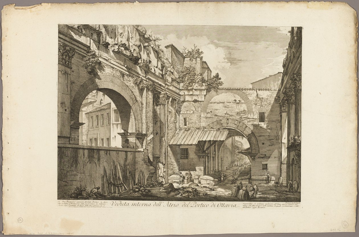 Vista interna del Atrio del Pórtico de Octavia, de Vistas de Roma de Giovanni Battista Piranesi