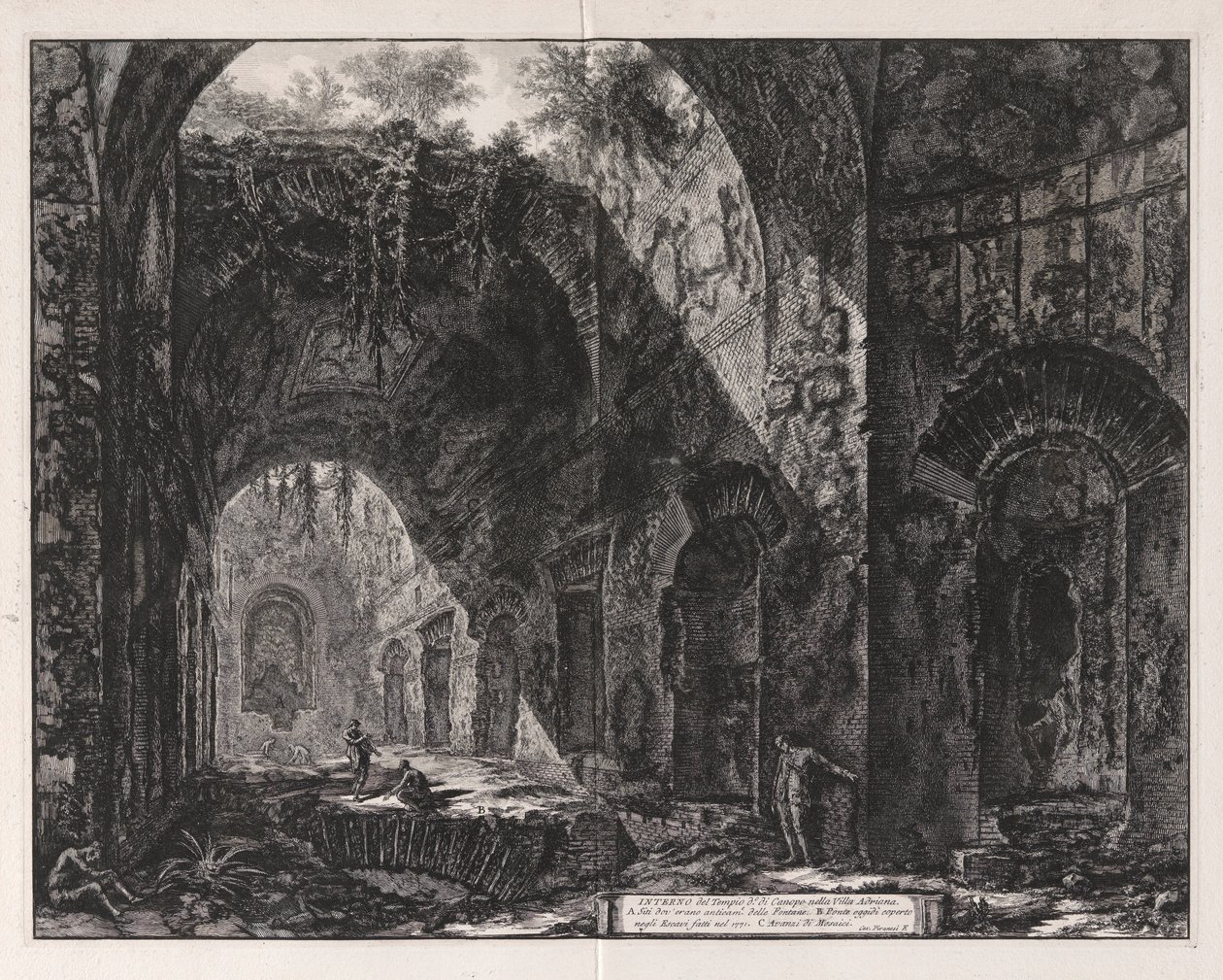 Interior del templo que se dice que es de Canopo en Adriano de Giovanni Battista Piranesi