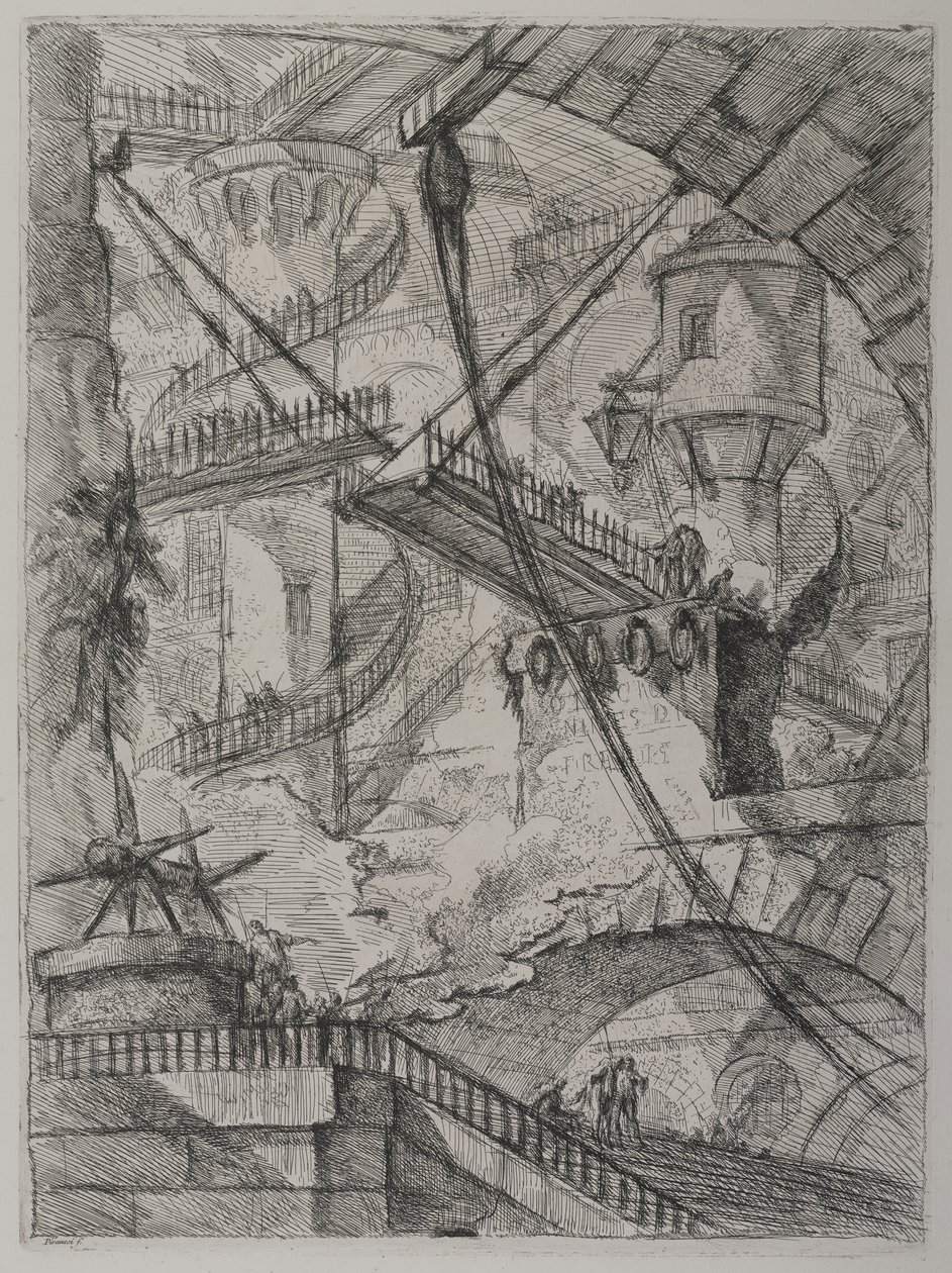 Invenzioni Capric di Carceri; Hind 7, Primer Estado de Tres, c. 1749 de Giovanni Battista Piranesi