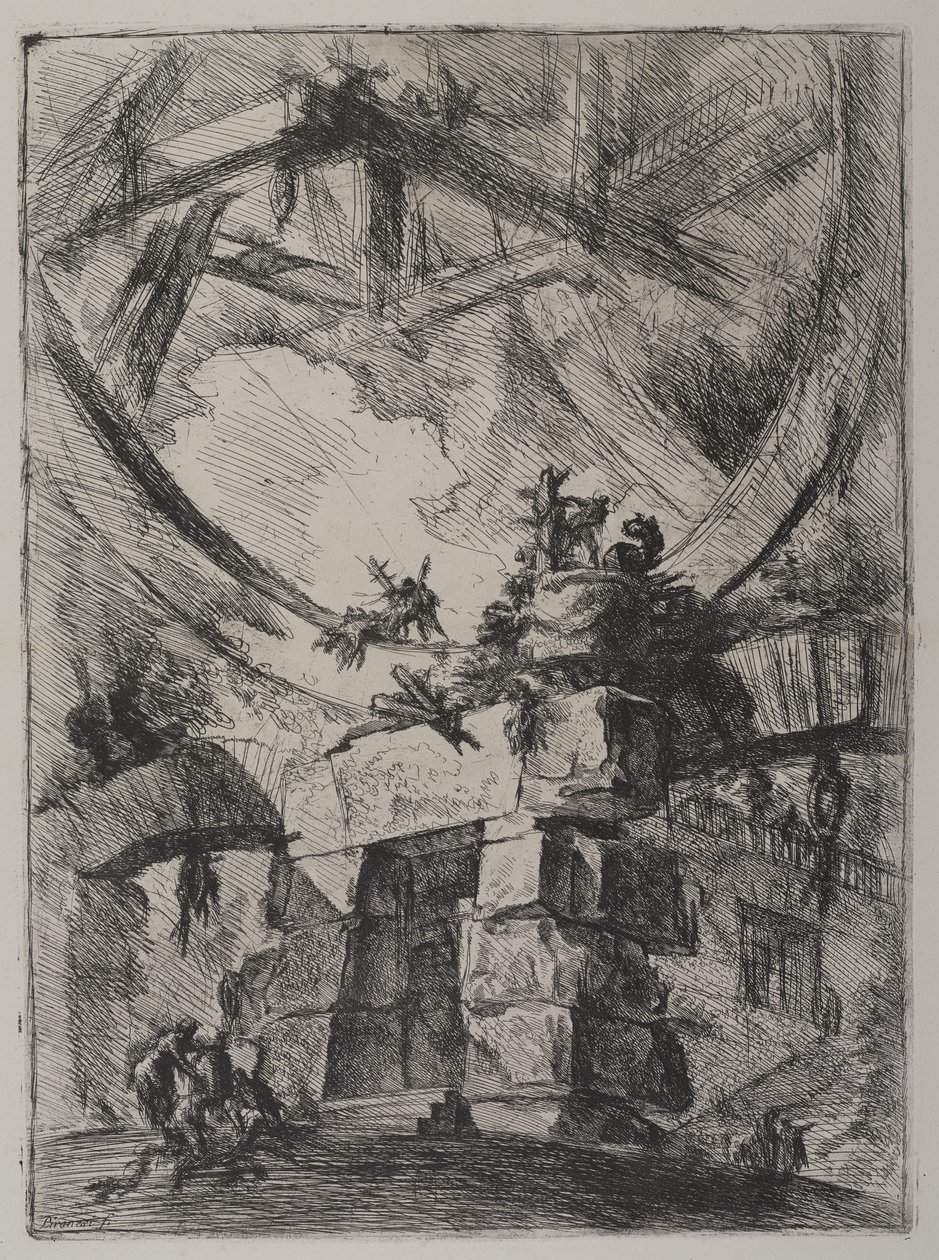 Invenzioni Capric di Carceri, Hind 9, Primer Estado de Tres de Giovanni Battista Piranesi