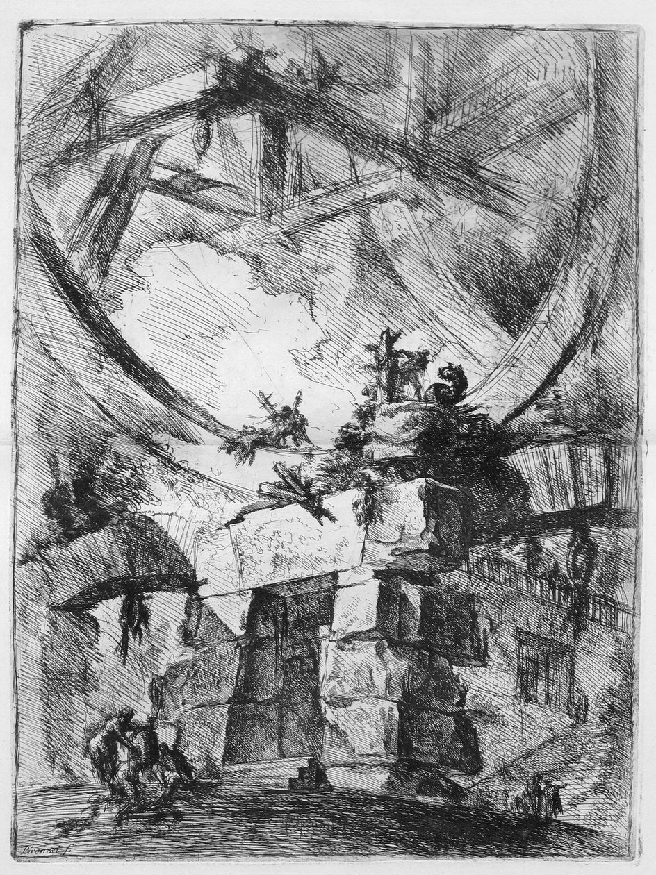 Las cárceles de la invención, plancha IX: La rueda gigante de Giovanni Battista Piranesi