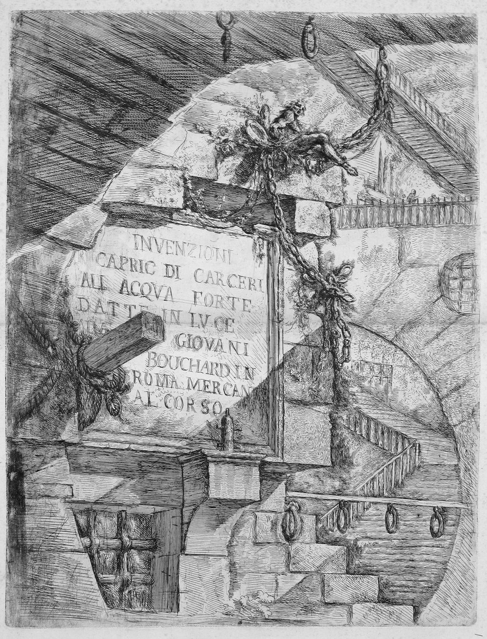 Las prisiones de la invención, Placa I: Placa de título de Giovanni Battista Piranesi