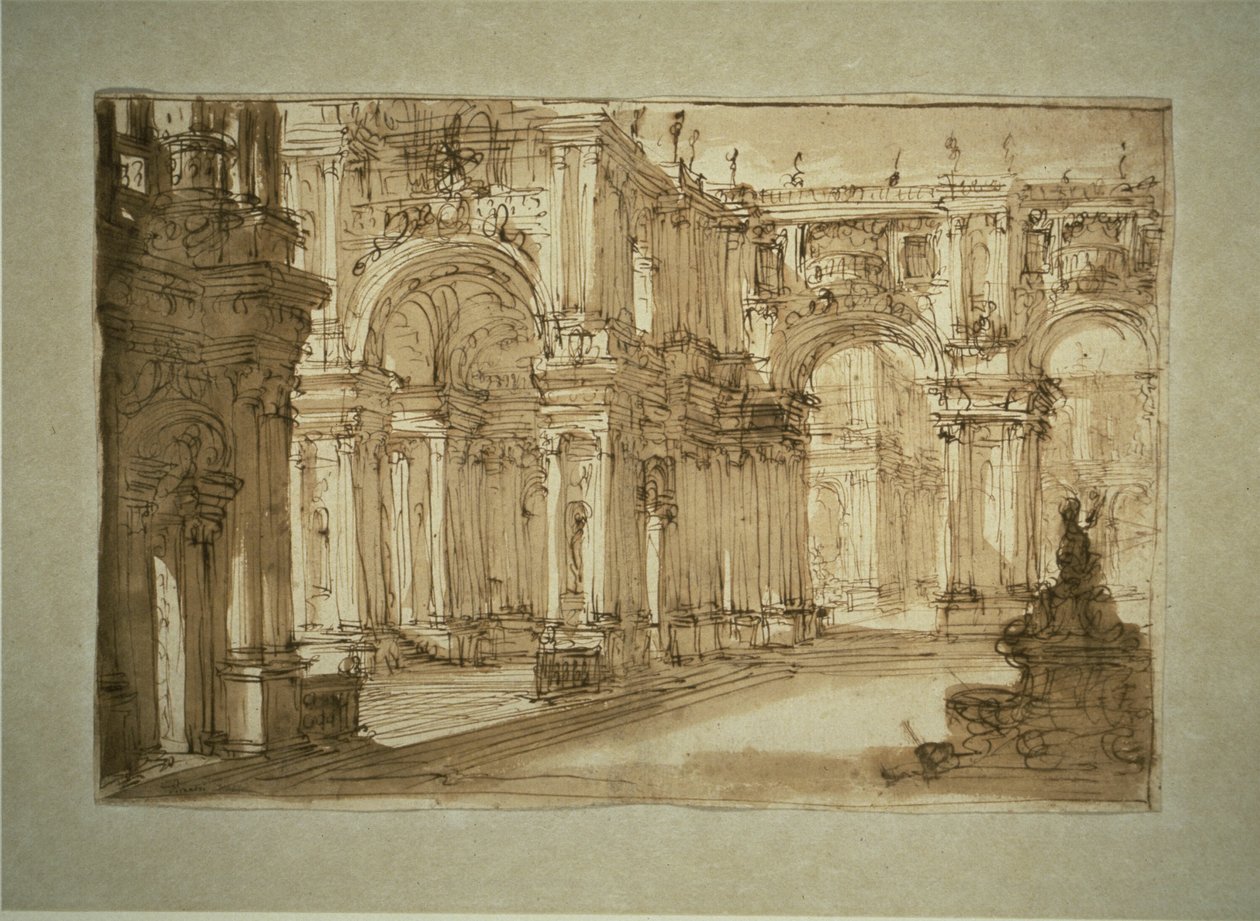 Patio Palaciego con una Fuente de Giovanni Battista Piranesi