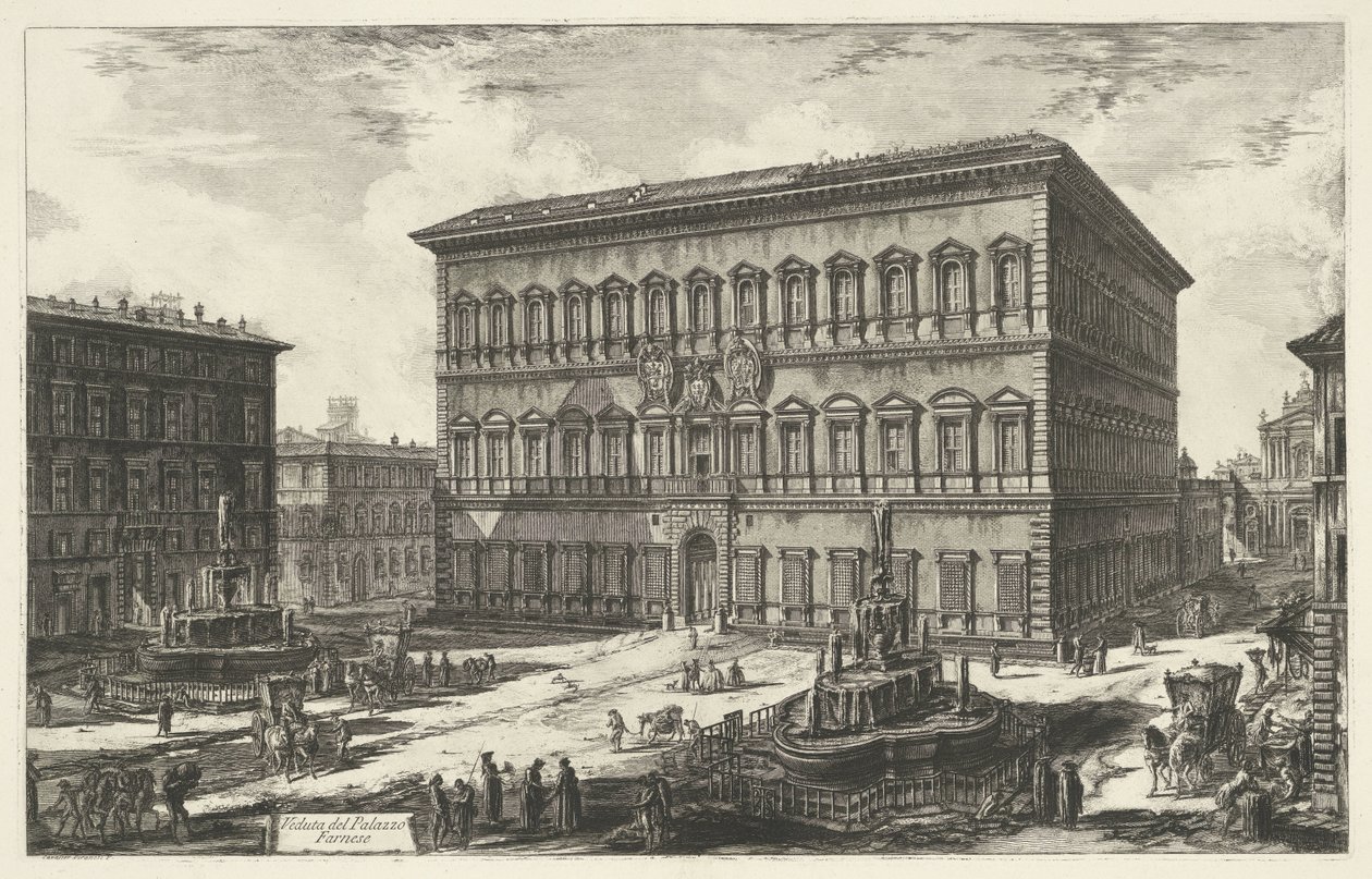 Palacio Farnese en Roma Vista del Palacio Farnese (título sobre objeto) Gezichten op Rome (título de la serie) Vistas de Roma diseñadas y grabadas por el arquitecto Giambattista Piranesi Ve (nez) iano (título de la serie) de Giovanni Battista Piranesi