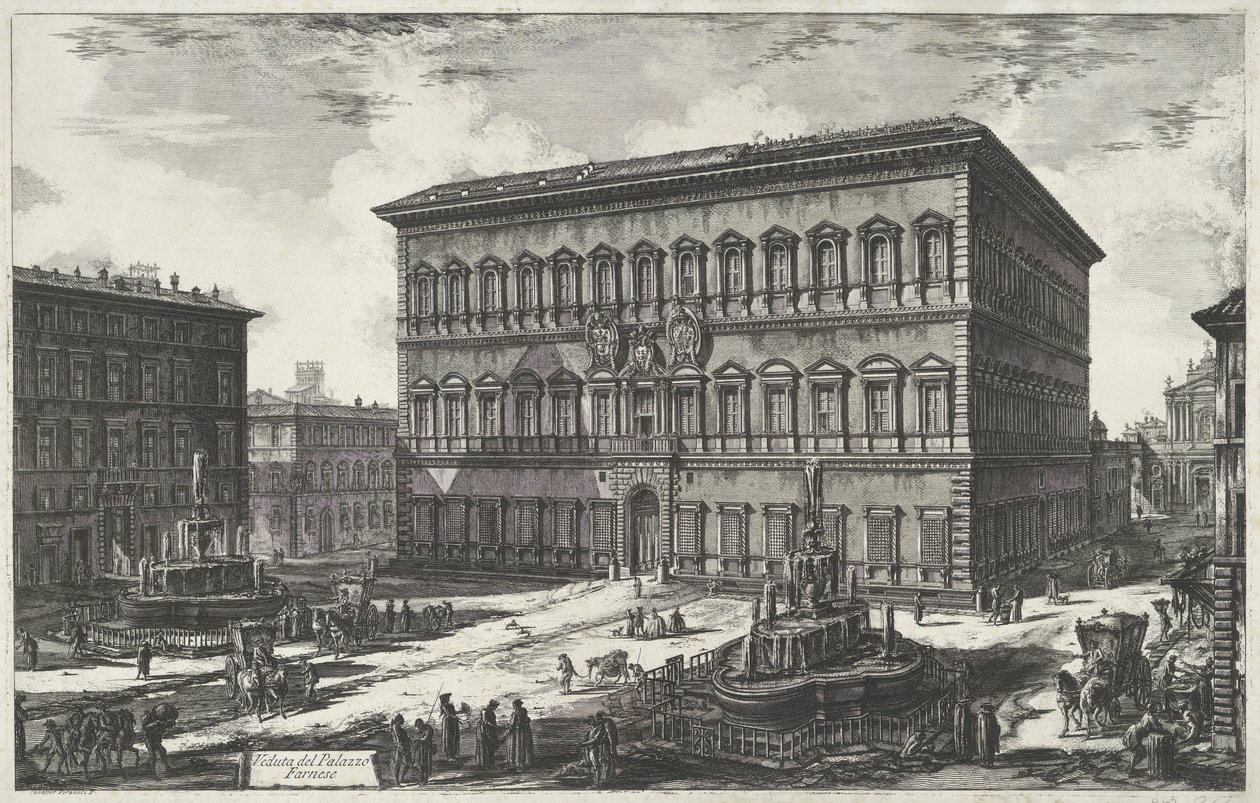 Palacio Farnese en Roma Vista del Palacio Farnese (título sobre objeto) Gezichten op Rome (título de la serie) Vistas de Roma diseñadas y grabadas por el arquitecto Giambattista Piranesi Ve (nez) iano (título de la serie) de Giovanni Battista Piranesi